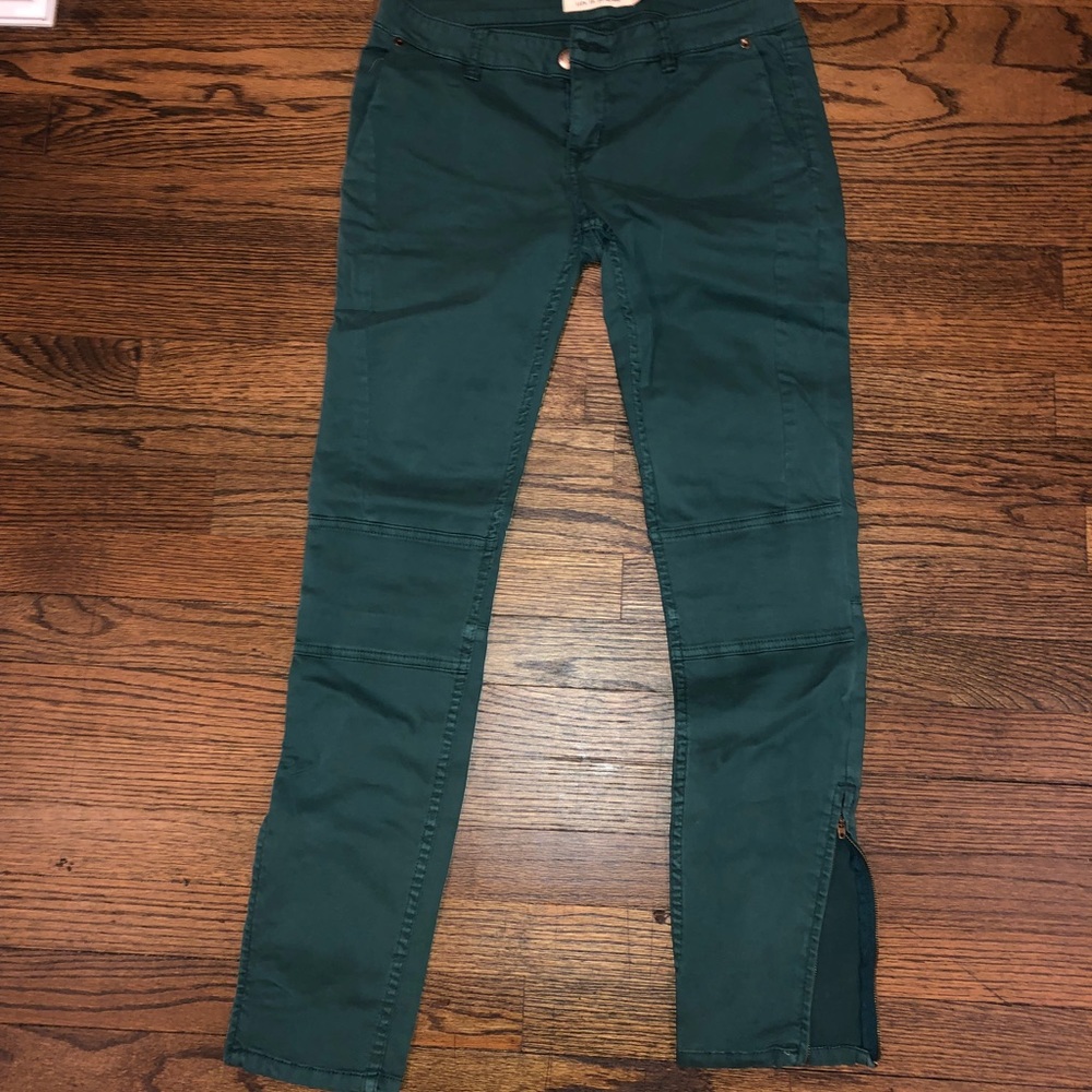 Green ankle zip jeans
